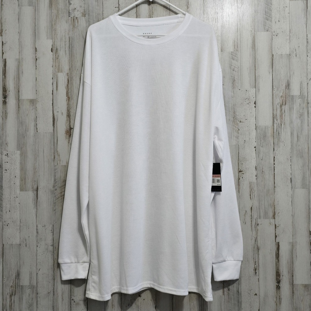 Galaxy By Harvic White Waffle Knit Long Sleeve Tee Shirt Size 4 XL